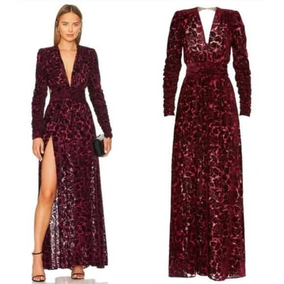 Bronx and Banco Velvet Gown Floral  Open Back Maxi XL - Picture 1 of 14